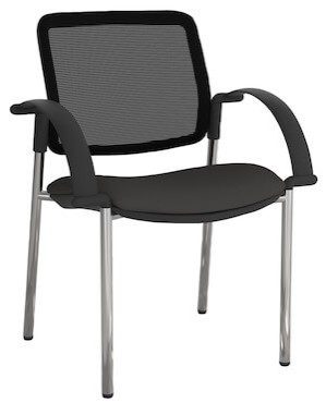 Eura Black Mesh Chrome Chair + Arms