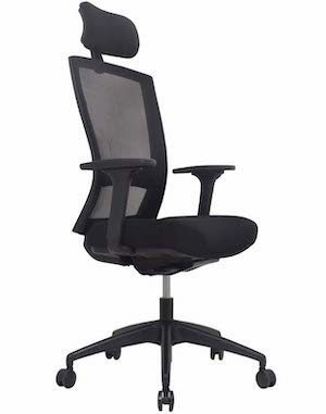 Mentor Mesh Office Chair with Headrest – black ergonomic chair with headrest for NZ professionals.