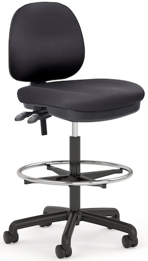 Evo Midback High Office Chair in Breathe Black Fabric with ergonomic design and chrome foot ring.