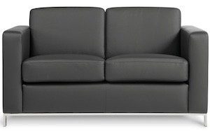 Carlo 2-Seater – black vinyl sofa with classic style for NZ hospitality.
