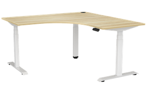 Haven Electric Standing Workstation 1500x1500x700, spacious size, adjustable height, 140kg capacity for NZ offices.
