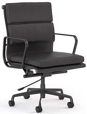 Vogue Black Midback Chair, black leather, rocker mechanism, 140kg capacity, for NZ boardrooms.