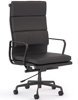 Vogue Black Highback Chair, black leather, rocker mechanism, 140kg capacity, for NZ boardrooms.