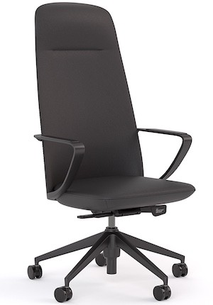 Aero Executive Highback Chair in black leather with aluminium base for NZ boardroom elegance.