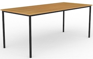 NZ-crafted Canteen Table 2400x800, strong steel frame, easy-clean top for cafeterias.