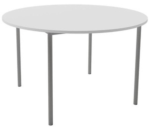 NZ-made Canteen Table Round 1800, easy-clean top, steel frame for venues.