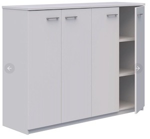 NZ-made Rapid Cabinet 1200H x 1600W with central divider – 4 adjustable shelves, eco-certified office storage