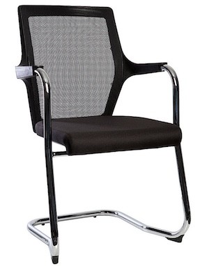 Affari Cantilever Chair Chrome with stacking design, mesh back, and 140kg capacity for meeting rooms and boardrooms