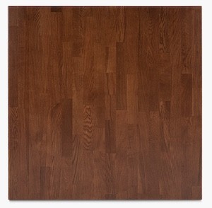 80cm square dark oak solid table top showing rich grain and solid finger-jointed build
