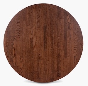 Dark oak 60cm round solid oak table top with natural wood grain and 32mm thickness