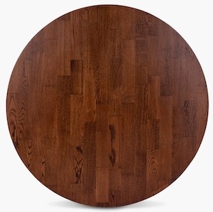 Dark oak 120cm round solid oak table top with natural wood grain and 32mm thickness