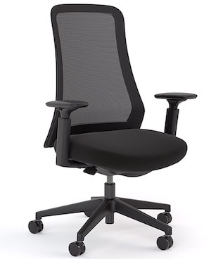 Vento Mesh Office Chair in black fabric seat and black mesh back on a nylon base