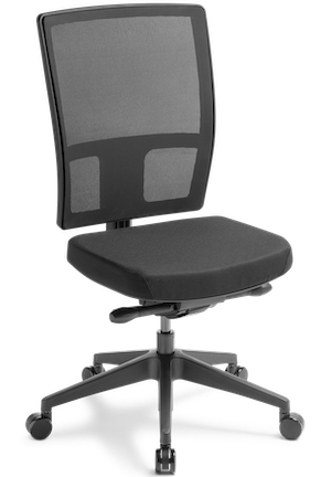 Media Ergo Mesh Office Chair in black mesh and fabric, high back, no arms, rolling five-star base