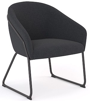 Kove Visitor Chair with charcoal upholstery and black sled base, comfortable seating for office and reception spaces