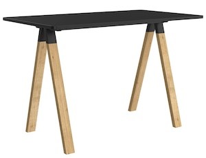 Ligna Bar Leaner 1800x900 with solid oak legs and 25mm commercial top, ideal for office and hospitality breakout spaces