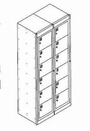 NZ 6 Door Bank Of 2 Folded Laundry Locker