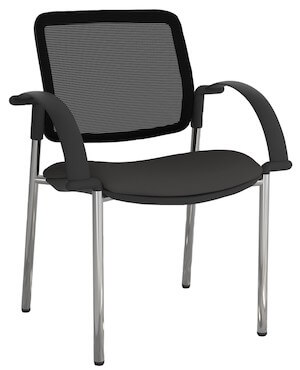 Eura Black Mesh Chrome Chair + Arms