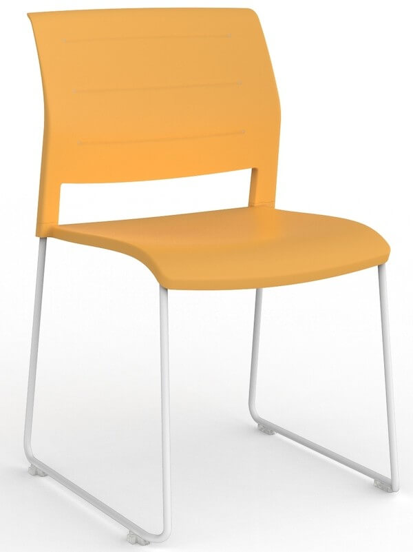 Game White Skid Stacking Chair