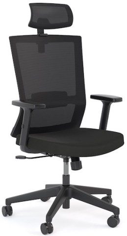 Tone Mesh Chair with Headrest – black mesh office chair with headrest for NZ businesses.