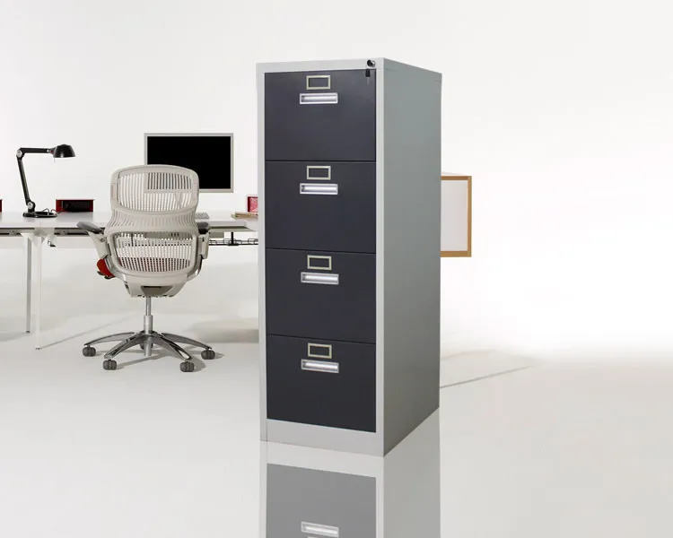 Alpha 4 drawer filing cabinet with lockable drawers in office environment
