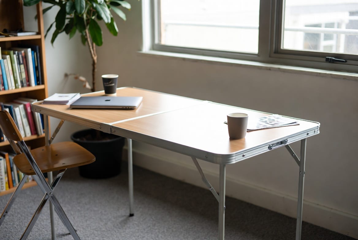 Lightweight folding table being used in Christchurch home or business setting