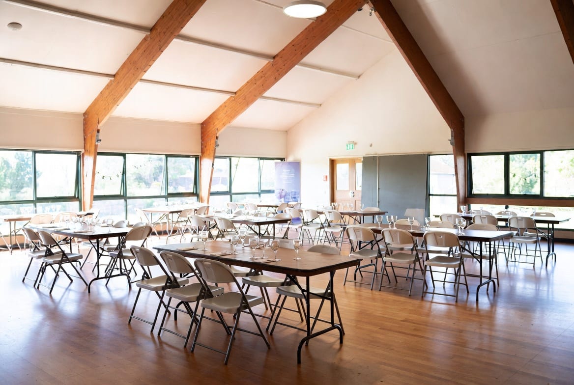 Folding tables set up for event in Christchurch NZ venue