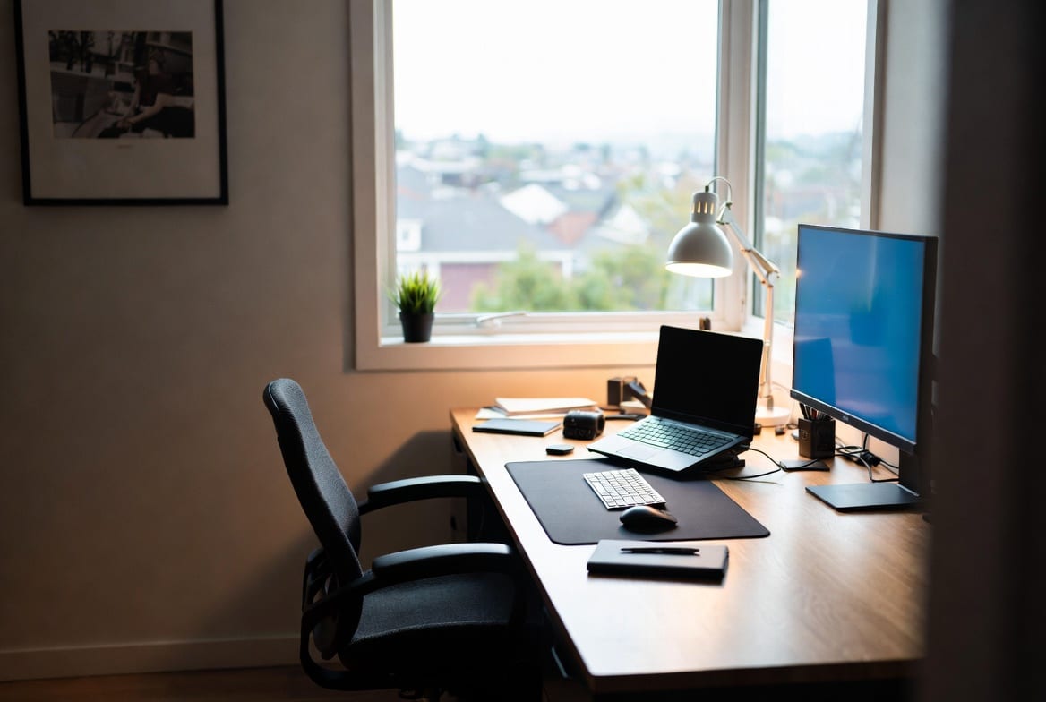 Modern home office setup in Christchurch with quality desk and chair