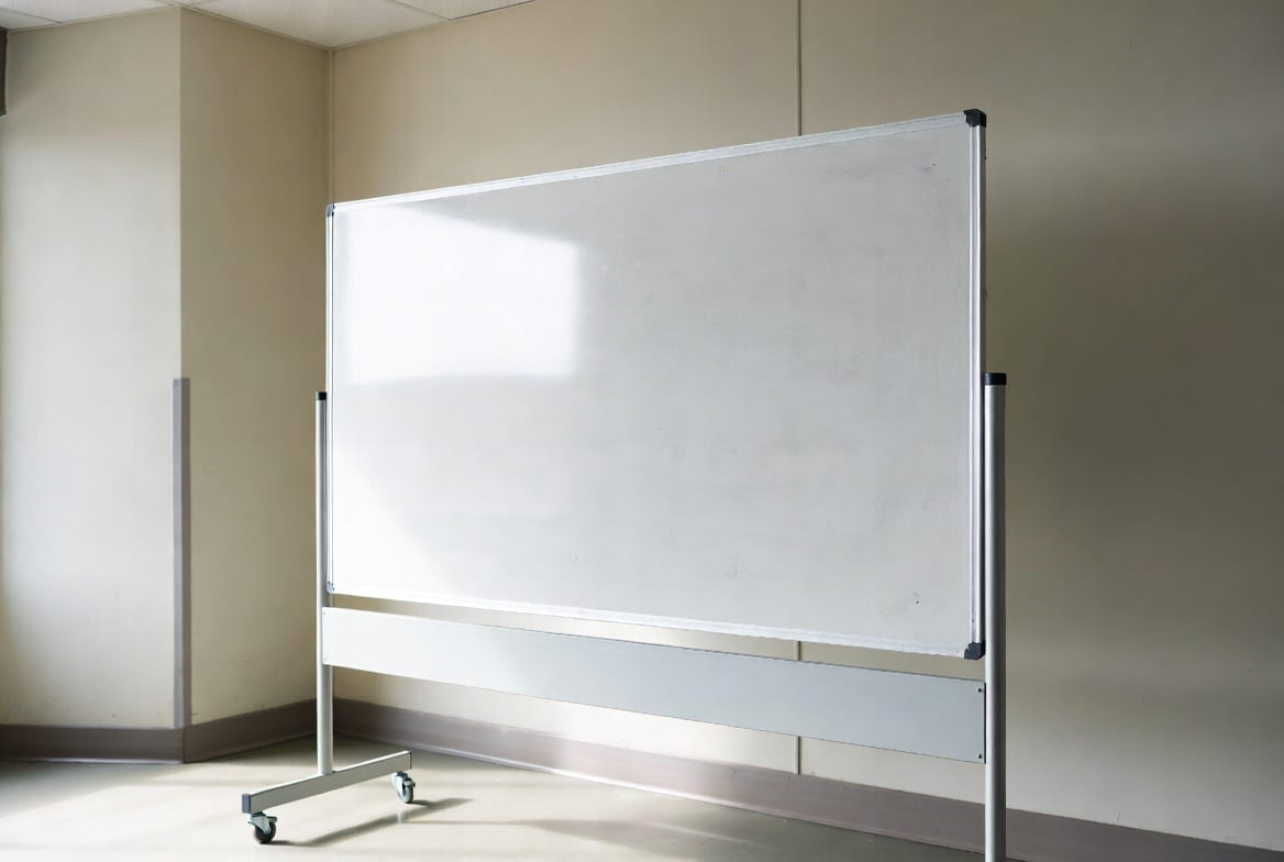 Mobile whiteboard on wheels in a modern NZ classroom or office meeting space