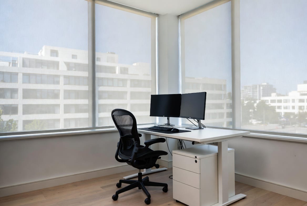 Modern office desk setup in a Christchurch commercial workspace