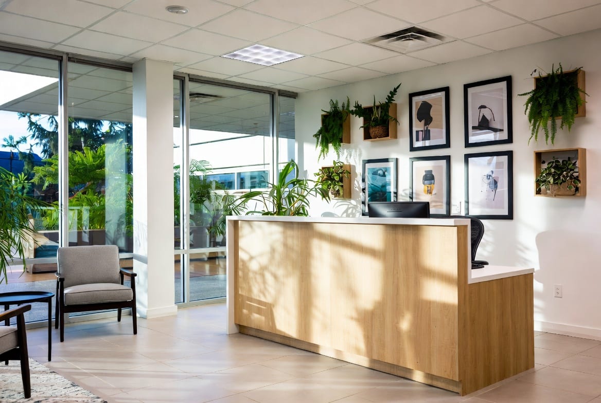Professional reception counter NZ in modern office setting