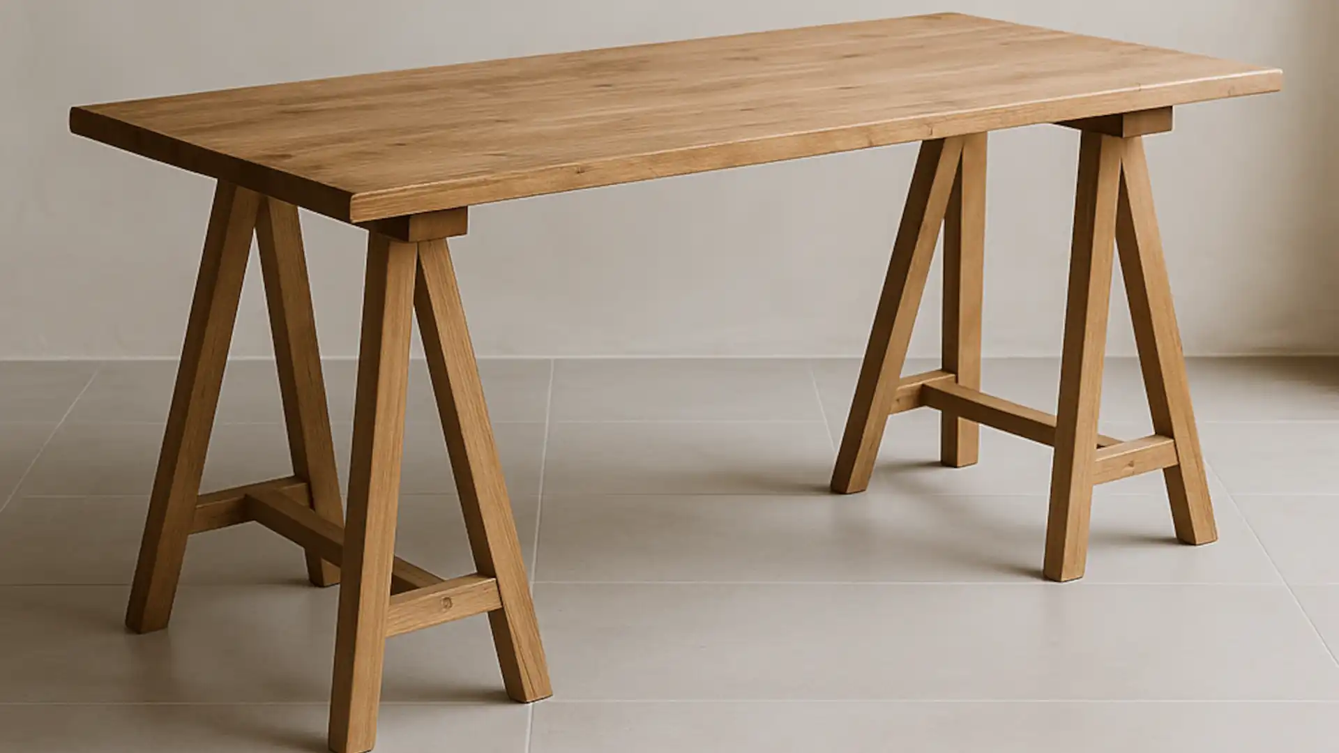 Wooden trestle table
