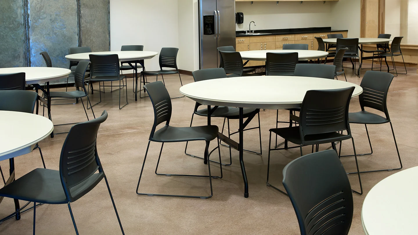 Durable trestle tables set up in Auckland event or school venue