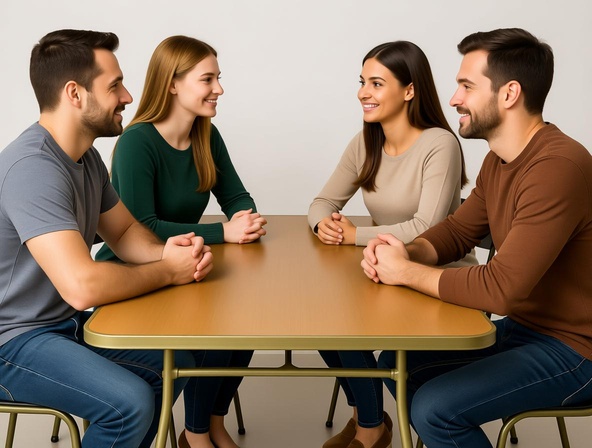 people sitting around a trestle table in wellingtin new zealand