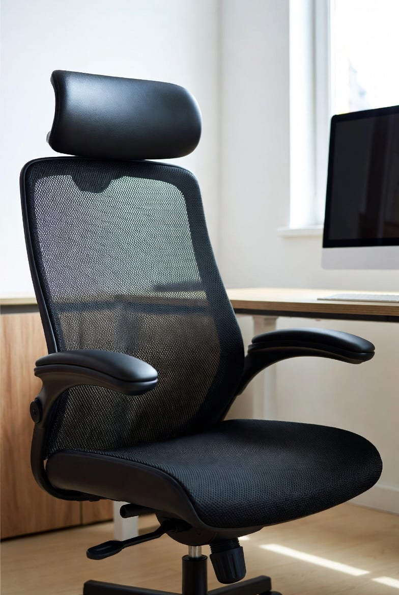Comfortable high-back executive chair with ergonomic features in modern office
